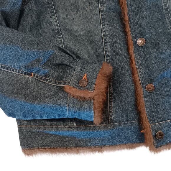 VTG Denim Jacket With Faux Fur Collar And Cuffs By Marvin Richards Women’s Large - Picture 5 of 13